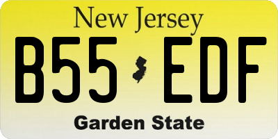 NJ license plate B55EDF
