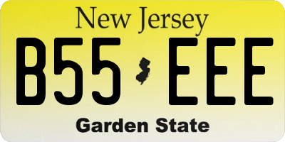 NJ license plate B55EEE