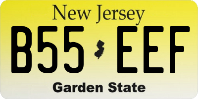 NJ license plate B55EEF