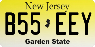 NJ license plate B55EEY