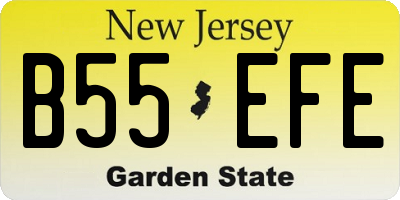 NJ license plate B55EFE