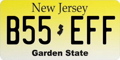 NJ license plate B55EFF