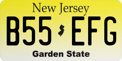 NJ license plate B55EFG