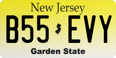 NJ license plate B55EVY