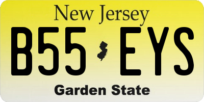 NJ license plate B55EYS