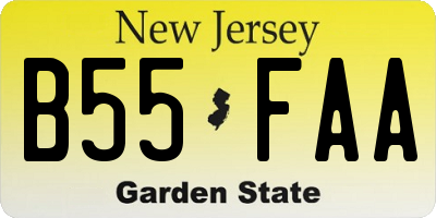 NJ license plate B55FAA