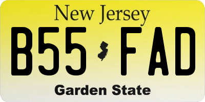NJ license plate B55FAD