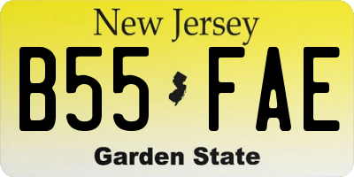 NJ license plate B55FAE