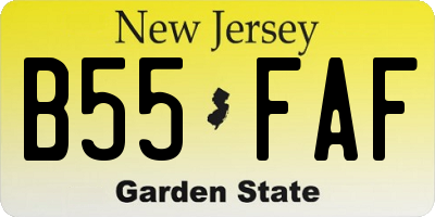 NJ license plate B55FAF