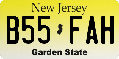 NJ license plate B55FAH