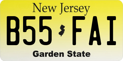 NJ license plate B55FAI