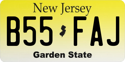 NJ license plate B55FAJ