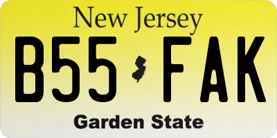 NJ license plate B55FAK