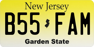 NJ license plate B55FAM