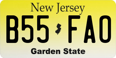 NJ license plate B55FAO