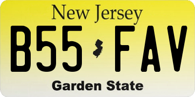 NJ license plate B55FAV