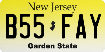 NJ license plate B55FAY