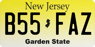 NJ license plate B55FAZ