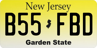 NJ license plate B55FBD