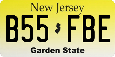 NJ license plate B55FBE