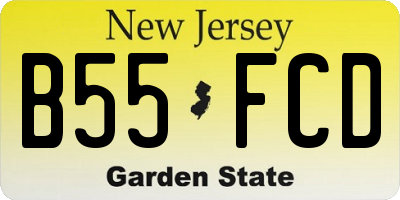 NJ license plate B55FCD