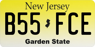 NJ license plate B55FCE