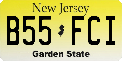 NJ license plate B55FCI