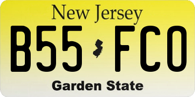 NJ license plate B55FCO