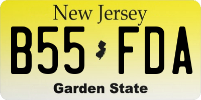 NJ license plate B55FDA