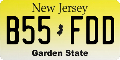 NJ license plate B55FDD