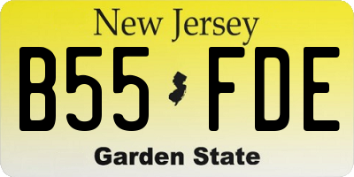 NJ license plate B55FDE