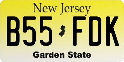 NJ license plate B55FDK