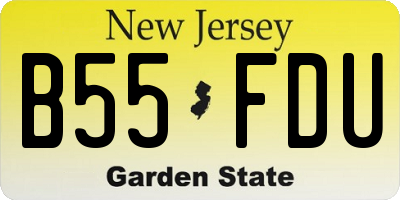 NJ license plate B55FDU