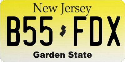 NJ license plate B55FDX