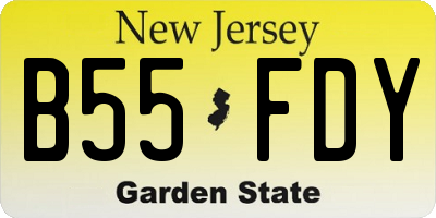 NJ license plate B55FDY