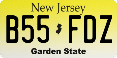NJ license plate B55FDZ