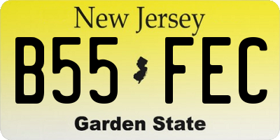 NJ license plate B55FEC