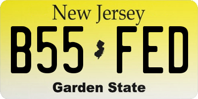 NJ license plate B55FED