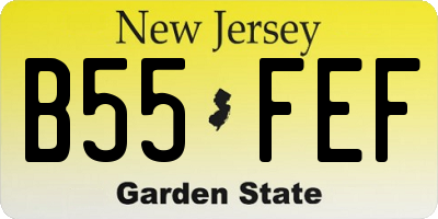 NJ license plate B55FEF