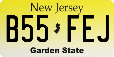 NJ license plate B55FEJ