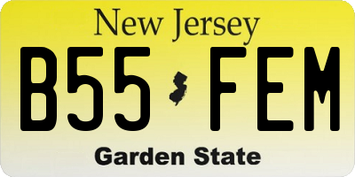 NJ license plate B55FEM