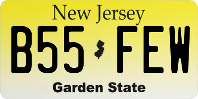 NJ license plate B55FEW