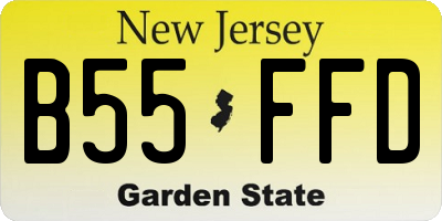 NJ license plate B55FFD