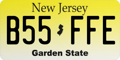 NJ license plate B55FFE