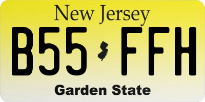 NJ license plate B55FFH