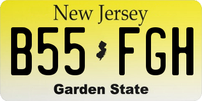 NJ license plate B55FGH