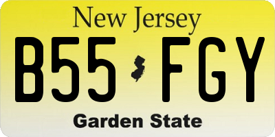 NJ license plate B55FGY