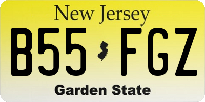 NJ license plate B55FGZ