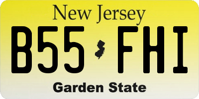NJ license plate B55FHI