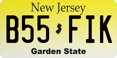 NJ license plate B55FIK